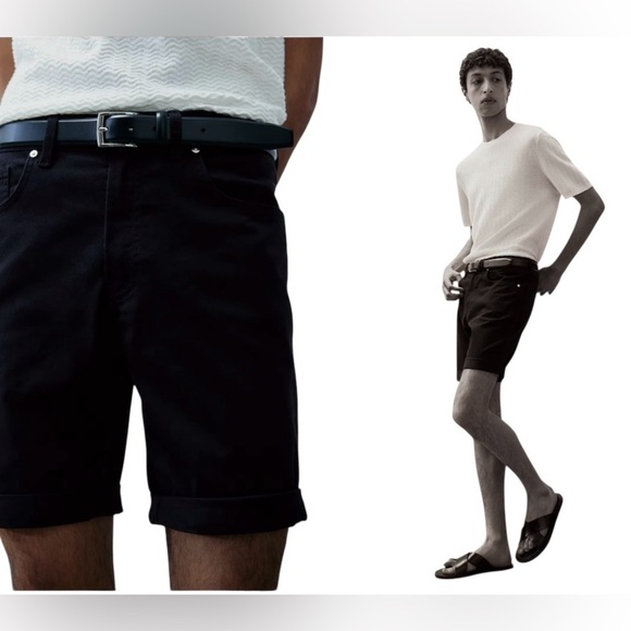 NWT, H&M, Men's Slim Fit Cotton Twisted Shorts, Size 31, Dark Gray - Picture 10 of 10